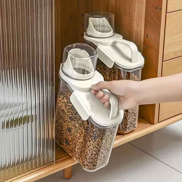 2Sizes Portable Transparent Grain Storage Jar Cat Food Rice Snack Tea Container - 2000ML