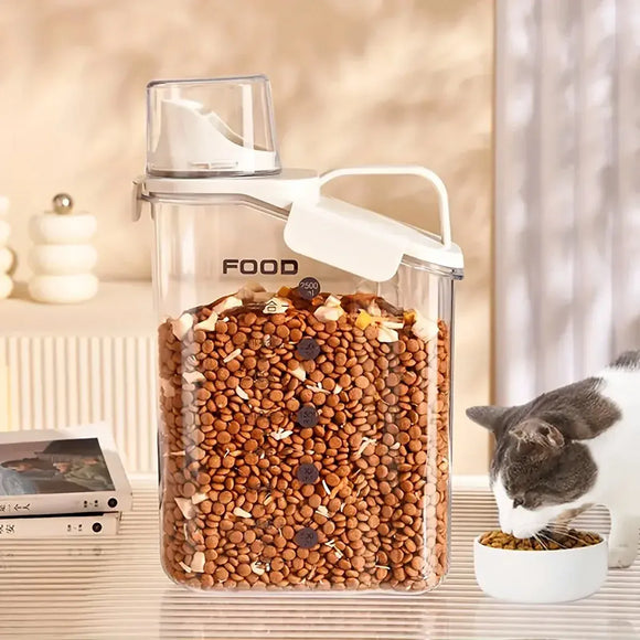 2Sizes Portable Transparent Grain Storage Jar Cat Food Rice Snack Tea Container - 2000ML