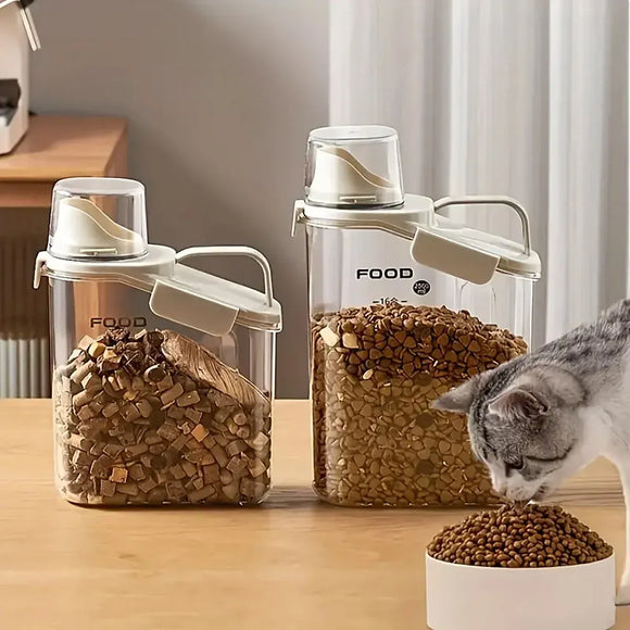 2Sizes Portable Transparent Grain Storage Jar Cat Food Rice Snack Tea Container - 2000ML