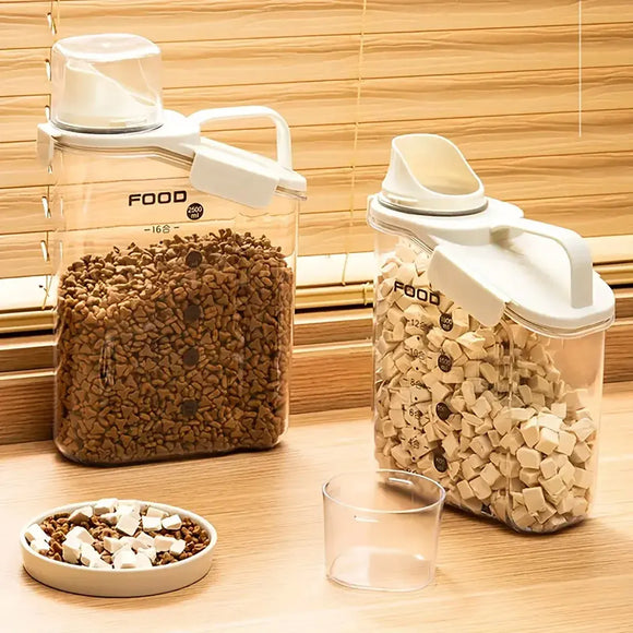 2Sizes Portable Transparent Grain Storage Jar Cat Food Rice Snack Tea Container - 2000ML