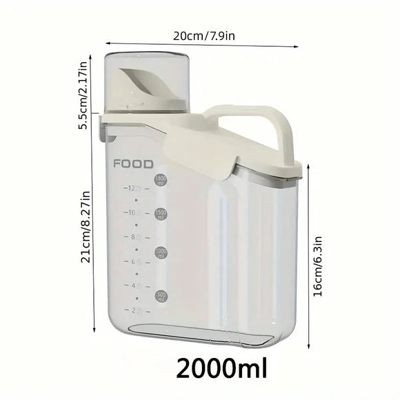 2Sizes Portable Transparent Grain Storage Jar Cat Food Rice Snack Tea Container - 2000ML