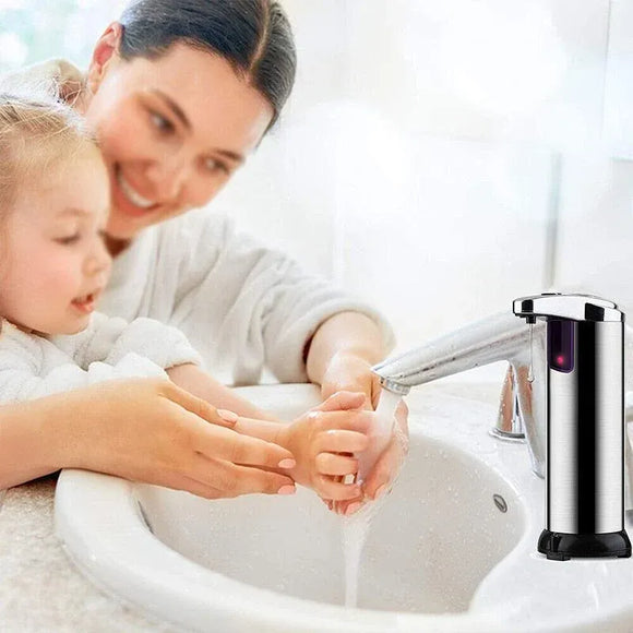 Automatic Soap Liquid Dispenser Handsfree Touchless IR Sensor Hand Wash Steel