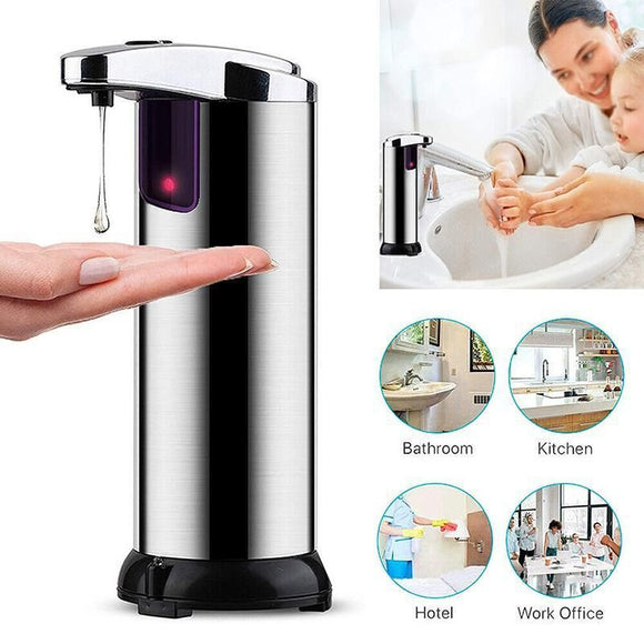 Automatic Soap Liquid Dispenser Handsfree Touchless IR Sensor Hand Wash Steel