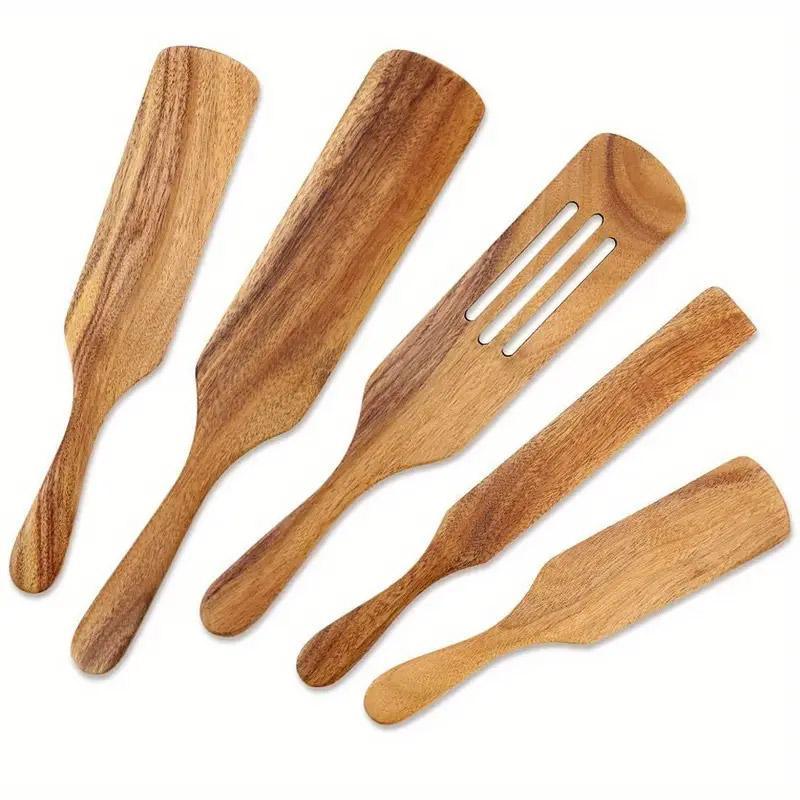 5pcs Wooden Spatula Set Kitchen Cooking Utensils Wooden Spatula for Cooking - 0