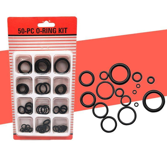 Rubber O-Ring Assortment Kit 50PC- Pack O-Rings Set Automotive Plumbing Seals