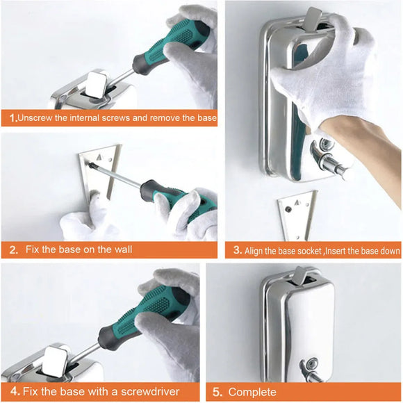 Stainless Steel Wall Mounted Soap Dispenser Hotel Bathroom Sanitizer Bottle - 500ML