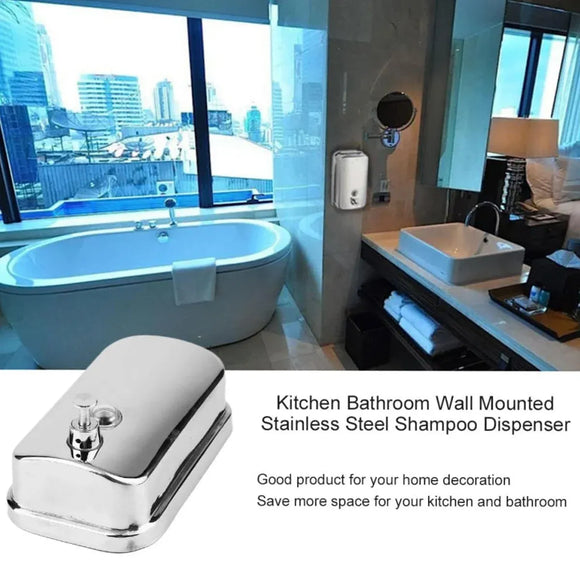 Stainless Steel Wall Mounted Soap Dispenser Hotel Bathroom Sanitizer Bottle - 500ML