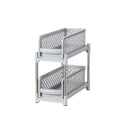 Bathroom Kitchen Sink Storage Rack Drawer Plastic Shelf Seasoning Holder - Grey-1