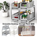 Bathroom Kitchen Sink Storage Rack Drawer Plastic Shelf Seasoning Holder - Grey-2