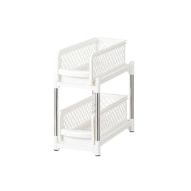 Bathroom Kitchen Sink Storage Rack Drawer Plastic Shelf Seasoning Holder - White