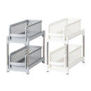 Bathroom Kitchen Sink Storage Rack Drawer Plastic Shelf Seasoning Holder - White-3