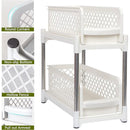 Bathroom Kitchen Sink Storage Rack Drawer Plastic Shelf Seasoning Holder - White-13