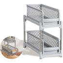 Bathroom Kitchen Sink Storage Rack Drawer Plastic Shelf Seasoning Holder - White-14