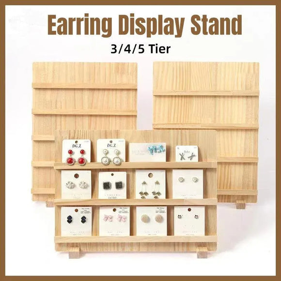 Wooden Earrings Display Rack Multi Tier Jewelry Stand Organizer Earrings Holder - 3-Tier