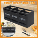Black Three-Compartment Cutlery Organiser 25.5 x 8.7 x 11 cm - 1 Piece-1