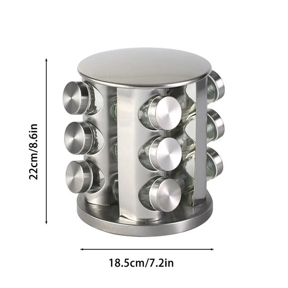 Stainless Steel Rotating Spice Rack Organizer Kitchen Seasoning Jar Holder Use