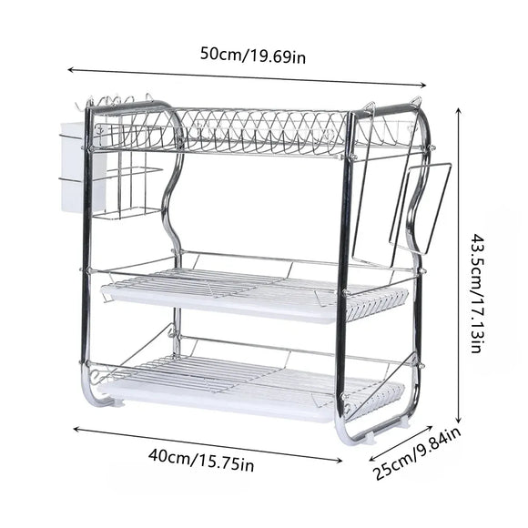 Kitchen Bowl Dish Rack Drainer Storage Cutlery Holder Cupboard Organizer