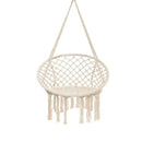 Beige Hanging Chair with Tassels and Two Rings - 1 Piece-2
