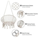 Beige Hanging Chair with Tassels and Two Rings - 1 Piece-6