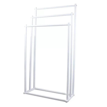 3 Tier Metal Towel Rack Freestanding 3 Bars Drying Shelf Holder Stand Organizer - 0