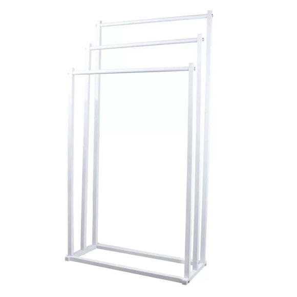 3 Tier Metal Towel Rack Freestanding 3 Bars Drying Shelf Holder Stand Organizer
