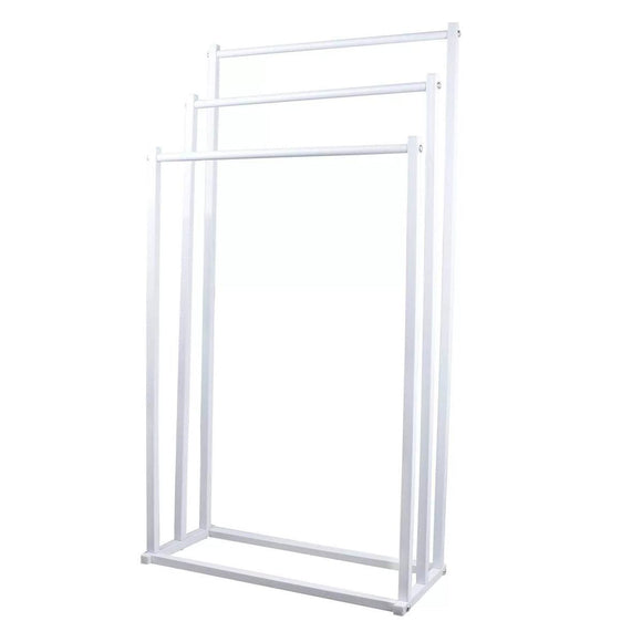 3 Tier Metal Towel Rack Freestanding 3 Bars Drying Shelf Holder Stand Organizer