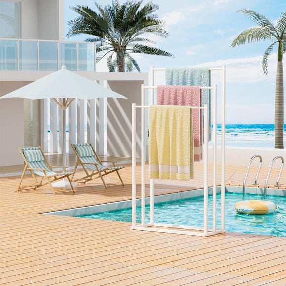 3 Tier Metal Towel Rack Freestanding 3 Bars Drying Shelf Holder Stand Organizer
