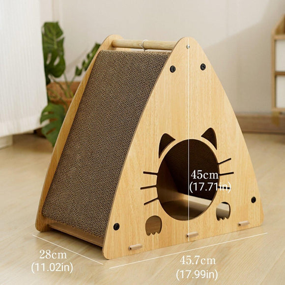 1-Piece Triangular Cat Scratcher and Hideaway