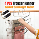 Clothes Hanger 4pcs S Shape Non Slip Multi Layer Trousers Rack Closet Organiser-1