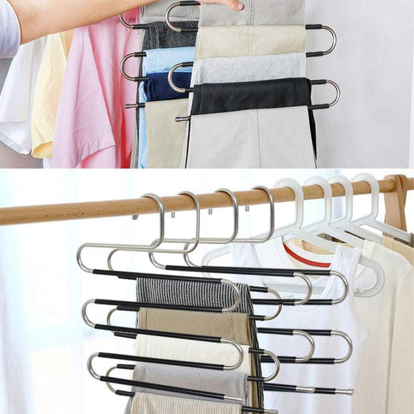 Clothes Hanger 4pcs S Shape Non Slip Multi Layer Trousers Rack Closet Organiser