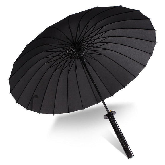 1-Piece Black 24-Rib Sword-Handle Straight Umbrella
