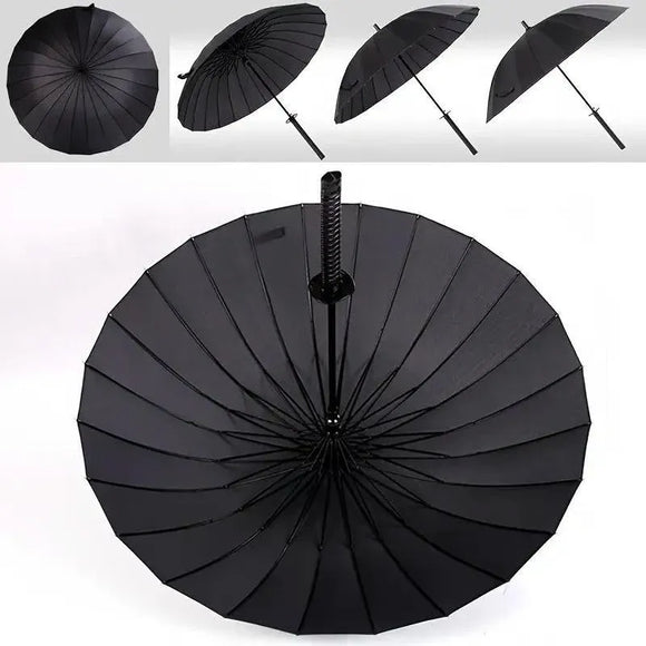 1-Piece Black 24-Rib Sword-Handle Straight Umbrella