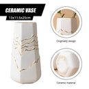 1 White Ceramic Vase with Gold-Coloured Wavy Detail, 13 x 11.5 x 25 cm-1