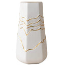 1 White Ceramic Vase with Gold-Coloured Wavy Detail, 13 x 11.5 x 25 cm-2