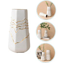 1 White Ceramic Vase with Gold-Coloured Wavy Detail, 13 x 11.5 x 25 cm-7