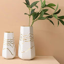 1 White Ceramic Vase with Gold-Coloured Wavy Detail, 13 x 11.5 x 25 cm-9