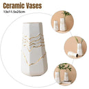 1 White Ceramic Vase with Gold-Coloured Wavy Detail, 13 x 11.5 x 25 cm-13
