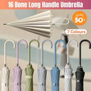 Large 16 Bone Automatic Umbrella Unisex Long Handle Dual Use Rain Sun Umbrella - Green-2