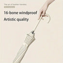 Large 16 Bone Automatic Umbrella Unisex Long Handle Dual Use Rain Sun Umbrella - White-5