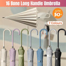 Large 16 Bone Automatic Umbrella Unisex Long Handle Dual Use Rain Sun Umbrella - White-1