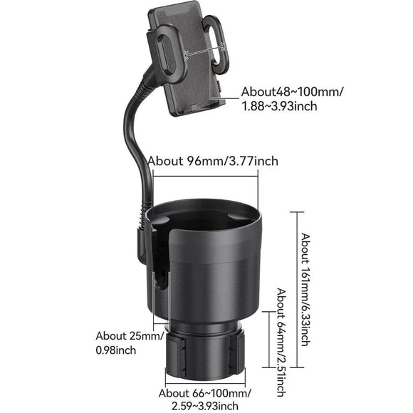 2 in 1 Car Phone Holder and Cup Holder Drink Organiser Water Bottle Holder