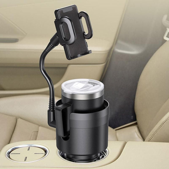 2 in 1 Car Phone Holder and Cup Holder Drink Organiser Water Bottle Holder