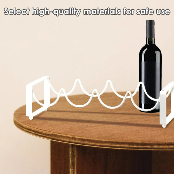 Iron Wine Rack Bottle Holder Metal Display Stand Tabletop Decorative Storage - Brown
