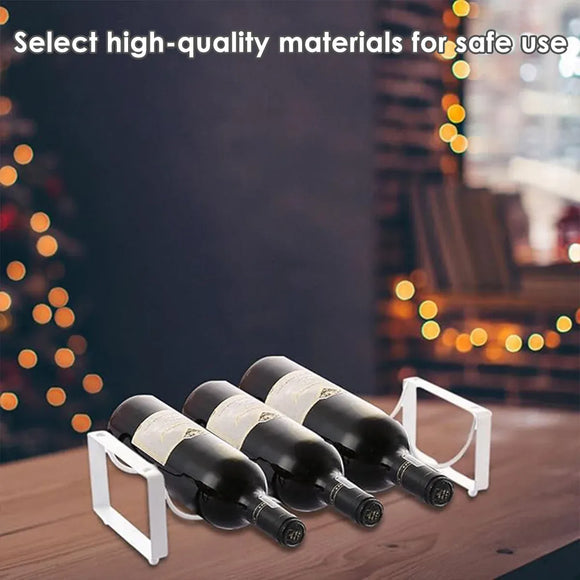 Iron Wine Rack Bottle Holder Metal Display Stand Tabletop Decorative Storage - Brown