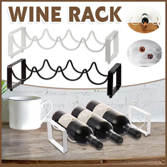 Iron Wine Rack Bottle Holder Metal Display Stand Tabletop Decorative Storage - Brown