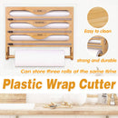 Wall Mounted Plastic Wrap Cutter Bamboo Multi Cell Kitchen Storage Box Organizer-1