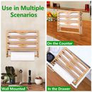 Wall Mounted Plastic Wrap Cutter Bamboo Multi Cell Kitchen Storage Box Organizer-5