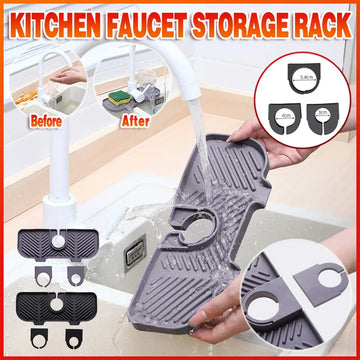 Kitchen Faucet Storage Rack Holder Soap Sponges Caddy Organizer Sink Basket Rack - Grey - 0