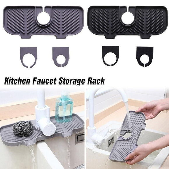 Kitchen Faucet Storage Rack Holder Soap Sponges Caddy Organizer Sink Basket Rack - Grey