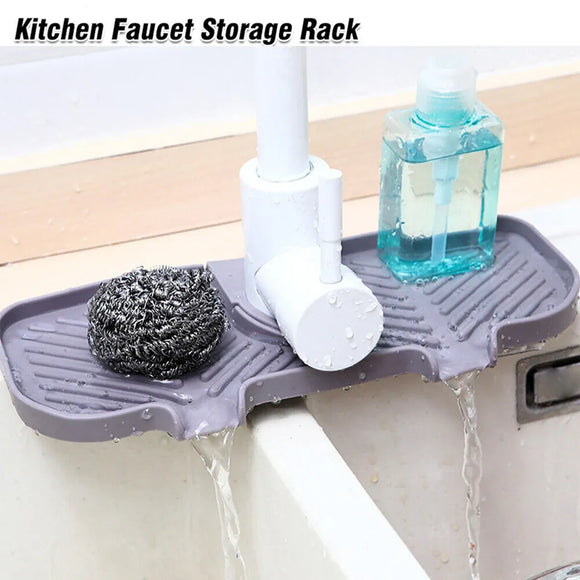 Kitchen Faucet Storage Rack Holder Soap Sponges Caddy Organizer Sink Basket Rack - Grey